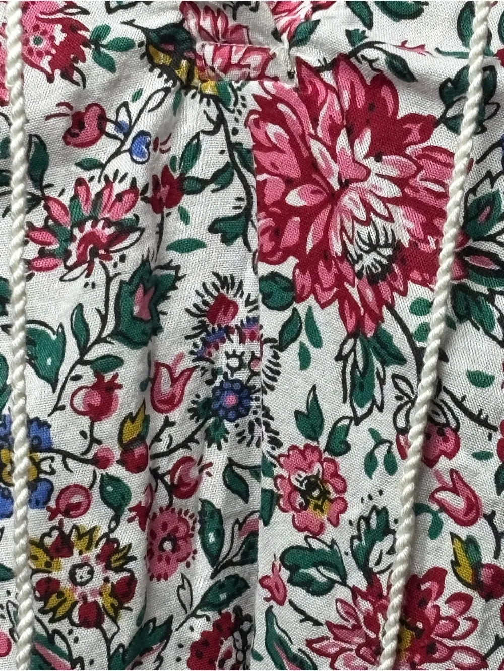Old Navy Floral Tassel Peasant Blouse Large Pink Boho Flowy Top - Picture 5 of 8